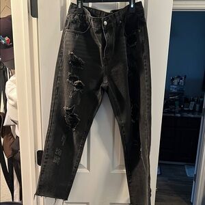 Nasty Gal Distressed Black Jeans